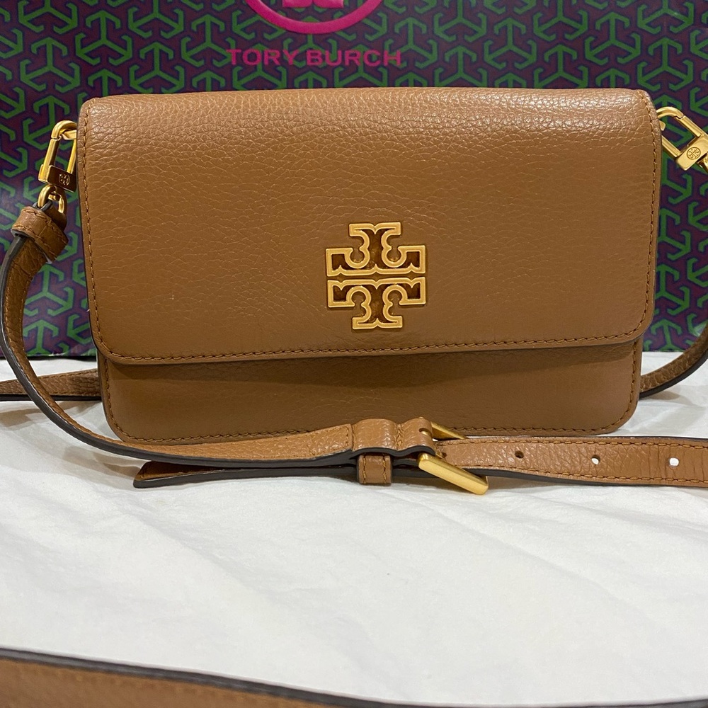 Tory Burch Britten Brown Leather Crossbody Bag